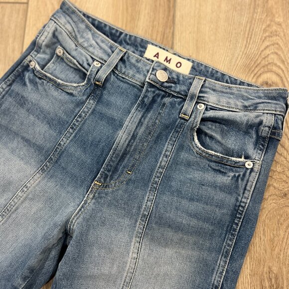 AMO Seamed Chelsea Long Deeply Denim Jeans sz 27 - Picture 4 of 7